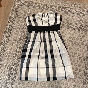 White Black Plaid Dress
